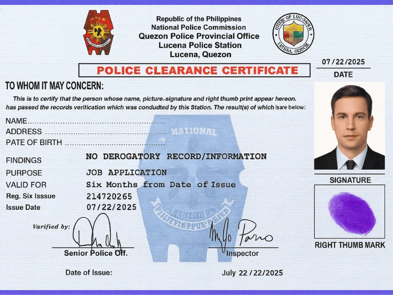 Police Clearance Certificate